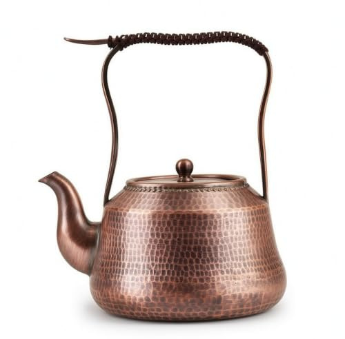 HuadaXtai Bouilloire à Cuivrée Théière Bouilloire de Cuisine Bouilloire Traditionnelle Chauffe Uniforme sur Cuisinière au Design, Array, Cuivre Antique, 1.2 Litre