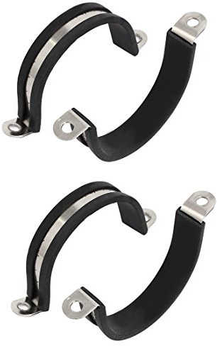 Sourcingmap 45mm Dia Rubber Lined U Shaped 304 Stainless Steel Pipe Clip Hose Clamp 4pcs