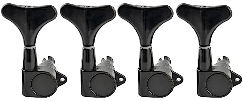 Musiclily Pro 4-in-Line 17:1 Bass Mechaniken Tuners Tuning Pegs Schwarz | Y-Style Button, für 4-Saiter E-Bass Precision Jazz Bass