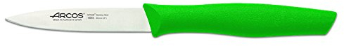 Arcos Serie Nova Caja 36 uds Cuchillo Mondador, Hoja de Acero Inoxidable de 85 mm, Mango de Polipropileno Color verde (36 UDS)