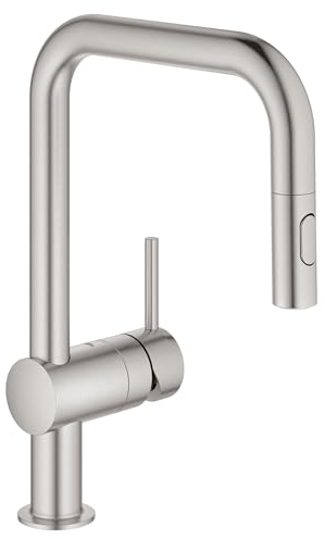 GROHE 32319DC3 Minta Pull-Down U Kitchen Faucet Supersteel (Stainless Steel)