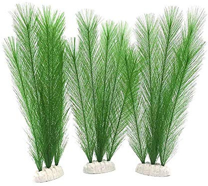 Norgail Aquarium Plastic Silk Plant Decorations Fish Tank Artificial Green Water Plants Made of Silk Fabrics, Safe for All Fish & Pets Large 3Pcs