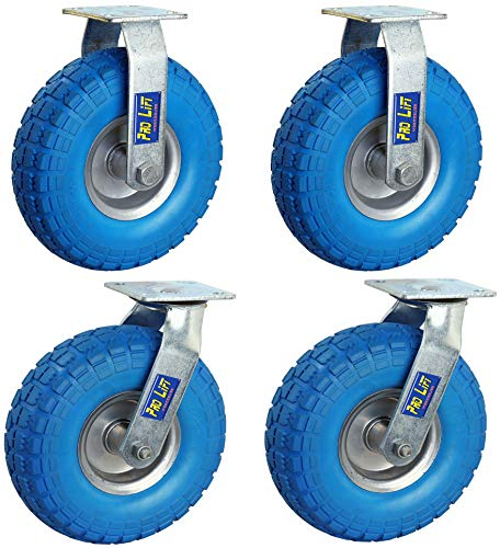 Pro-Lift-Werkzeuge 2 Stück Bockrollen + 2 Stück Lenkrollen je 110 kg Vollgummirollenbelag Transportrollen Schwerlastrollen 4x Rollen Gummi