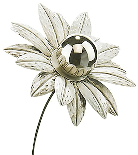 Kobolo Gartenstecker White Flower Metall 92 cm Weiß