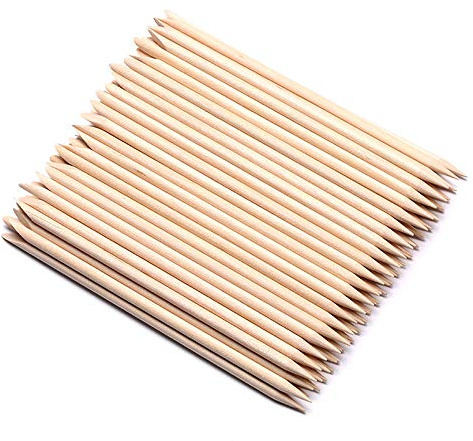 Borogo 100 Pcs Orange Wood Nail Sticks Double Sided Multi Functional Cuticle Pusher Manicure Pedicure Tool for Manicure Pedicure