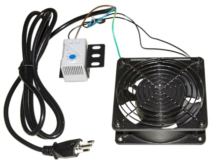LINK LKFANT - Ventola 220V 120×120 mm Universale Nera per Armadi Rack – Con Termostato e Cavo di Alimentazione