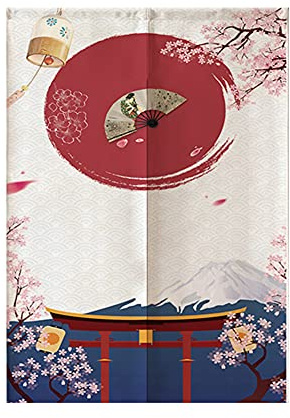Hiseng Japanischer Gardinen Noren Tür Vorhang, Leinen Partition Türvorhang Restaurant Home Schlafzimmer Vorhang Wand Tapisserie, für die Heimtextilien Raumteiler (Laterne,80x150cm)