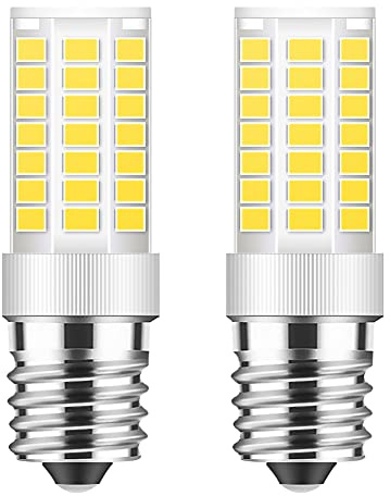 E17 LED Bulb Dimmable, 5W Microwave Oven Bulb, Daylight White 6000K, 40W Halogen Bulb Replacement for Microwave, Over Stove Appliance, Range Hood, Refrigerator, E17 Intermediate Base (2 Pack)