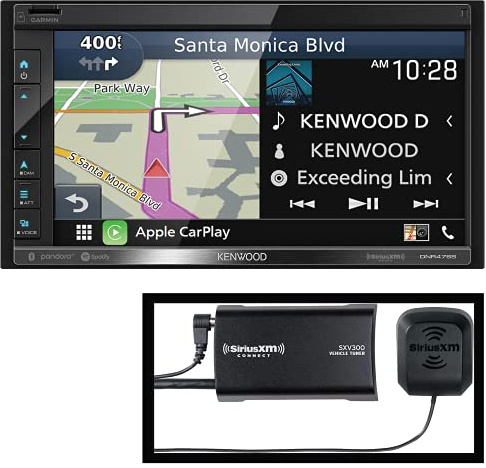 Kenwood DNR476S Digital Multimedia Navigation Receiver | Plus SiriusXM SXV300v1 Connect Vehicle Tuner Kit for Satellite Radio with Free 3 Months Satellite and Streaming Service