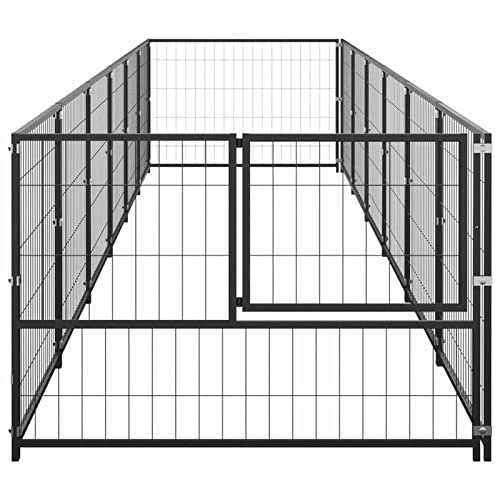 Tidyard Outdoor Hundezwinger, Hundekäfig XXL, Hundehütte, Hühnerstall, Hühnerhaus, Hühnervoliere, Freilaufgehege Hühnervoliere, Stahl Schwarz 600 x 100 x 70 cm 6 m²