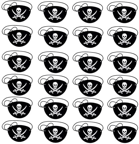 KAIAIWLUO Piraten Augenklappen,24 pcs Augen Flecken Pirate Eyepatch Verstellbare Filz Halloween Augenmaske Augenklappen für Erwachsene Kinder Cosplay Maskerade