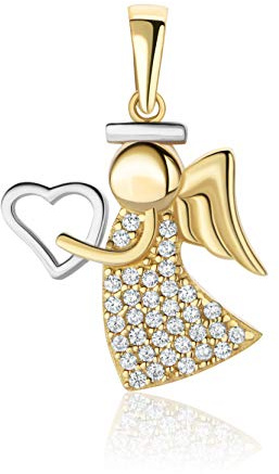 PRINS JEWELS 9 Karat 375 Bicolor Gold Schutz Engel Mit Zirkonia Anhänger