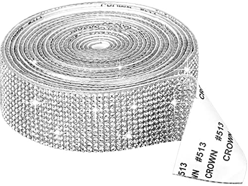 Dream HorseX 3 Yards Kristall Strass Diamant Band, Selbstklebende Kristall Strass, Glitzerband selbstklebend Strasssteine Band, DIY Dekoration Aufkleber mit Strass (12 Reihen, 3cm)