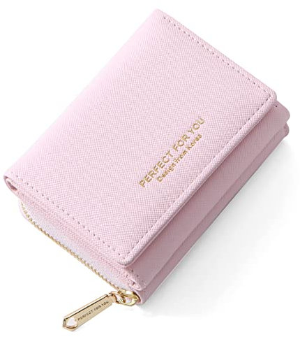 ANYWN Geldbörse Damen klein, Geldbeutel Damen klein, kleines Portemonnaie Damen mit Große Kapazität, Elegante Geldtasche mit Großes Münzfach Rosa