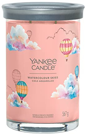 Yankee Candle Signature doftljus | Akvarellhimmel, stort dricksljus med dubbla vekar | Sojavaxblandning, långt brinnande ljus | perfekta gåvor för kvinnor (1734811E)