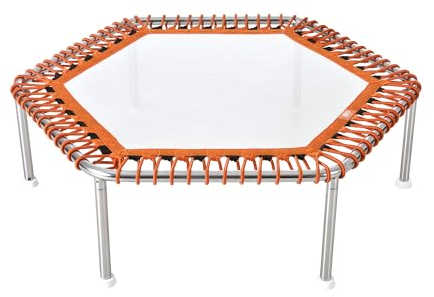 Sport-Thieme Unterwassertrampolin Hexagonal | Für Aqua Fitness & Therapie | 6 Saugfüße | Edelstahlrahmen 112x112 cm | Doppeltes Gummiseil | Max 100 kg | Silber | rutschfest & Stabil