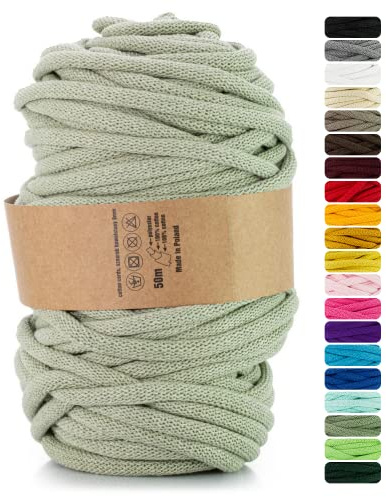 Netuno 1x Makramee Garn 9mm Olivengrün 50m zum Häkeln für Körbe | Baumwollschnur mit Naturkern · weich & reißfest – für Boho-Deko, Wandbehang, Traumfänger & Blumenampeln
