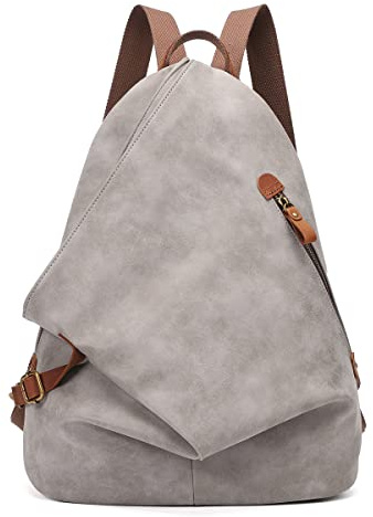 Retro Segeltuch Rucksack PU Vintage Rucksäcke Echtleder Daypack Reisetasche Schulterrucksack für Herren Damen