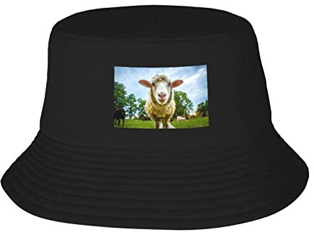 Roter Camo Fischerhut für Erwachsene, doppellagig, Fischerhut, Outdoor, Reisen, Strand, Sonnenhut für Damen, Schafe suchen Kamera, Einheitsgr��e