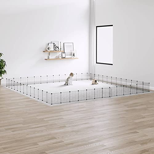 ZEYUAN 52-TLG. Haustierkäfig mit Tür, Meerschweinchen Käfig, Meerschweinchen Gehege, Kleintierkäfig, Freigehege Für Kaninchen, Hasenkäfig, Kaninchengehege, Kaninchenstall, Schwarz 35x35 cm Stahl