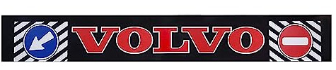 Grembiule lungo posteriore in gomma dura per camion Volvo Truck rimorchio paraspruzzi 240 x 35 cm, nero con simboli del traffico e scritta rossa
