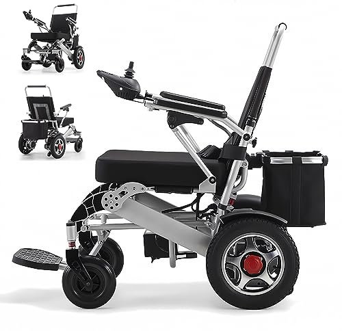 Bueuwe Rollstuhl Elektrisch Faltbar Leicht Rollstühle, Elektrorollstuhl mit Einkaufskorb, Elektrischer Rollstuhl für ältere und Behinderte Menschen, Li-Ion Battery 12A, Belastbarkeit 150kg