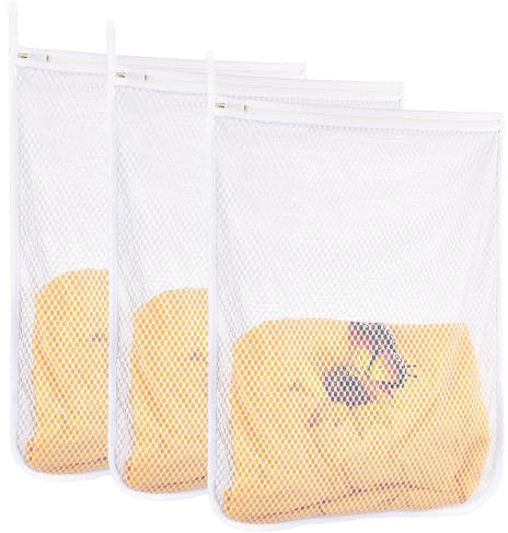 3 pcs Durable Honeycomb Mesh Laundry Bags for Delicates 16 x 19 (3 Large)