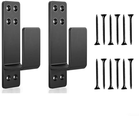 Lot de 2 supports de barre de sécurité pour porte, support de barricade, support de barre ouverte pour grange, abri de jardin, garage, portail (noir)