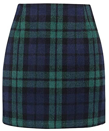 Kobilee Gonna Scozzese Donna Tubino Elegante Elasticizzata Gonna Tartan Invernale Lana Gonna Pantalone Aderente Sexy Corta Minigonna Curvy Gonna a Pieghe Gonna Plissettata