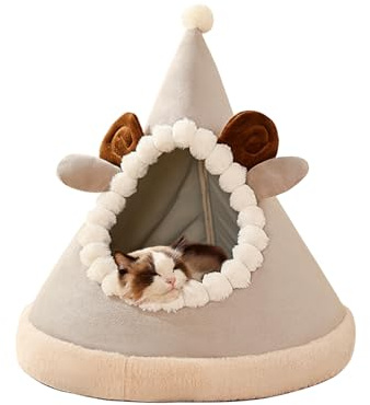 Galatée Katzenhöhlenbett, Tragbares Katzen-Iglu-Katzenhöhlenbett, Dreieckiges Haustier-Tipi, Gemütliches Und Warmes Haustierversteck, Haustierzelt Für Katze Und Hund(M, Grau)
