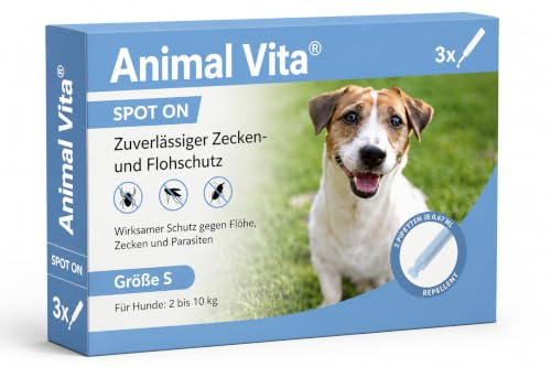 Animal Vita® Spot On Zeckenschutz für Hunde [zuverlässiger Zeckenschutz] Zeckenmittel - Zeckenschutz - Spot On für kleine Hunde (2 bis 10kg)