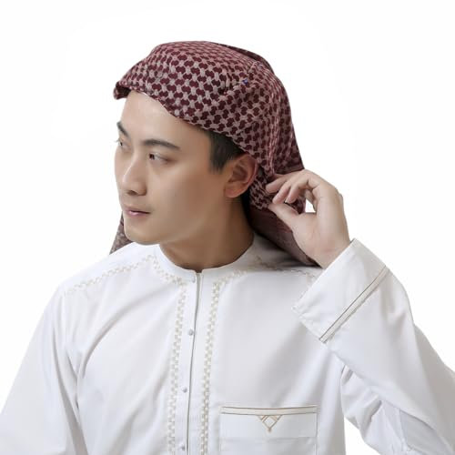 JIAHG Männer Hijab Kopftuch Islam Hijab Herren Arabische Kopftuch Halstuch Schal Islamische Kopfkappe Muslimischer Hijab Schal Caps Sommer Turban Kopfbedeckung Kopf Wraps Headwrap