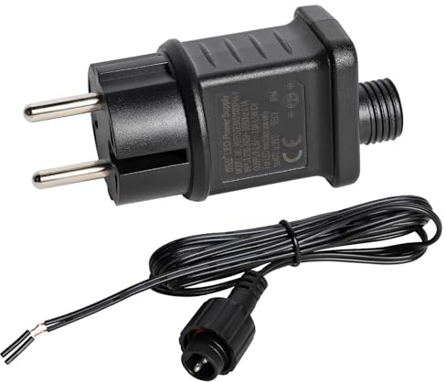 NEWNEN 4.5V Adaptador de Alimentación de Luces de Hadas, LED Adaptador de Luces de Hadas Enchufe con Cable de Extensión de 3 Metros, IP44 Transformador para la Cortina de Luces de Navidad LED (4.5V 4