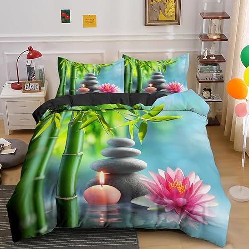 SJSXWQN Bettwäsche 155x220 Rosa Seerose Bettwäsche-Set mit Reißverschluss Schließung für Kinder Jugendliche Weicher Atmungsaktive Mikrofaser Bettbezug + 2 Kopfkissenbezug 80x80 cm
