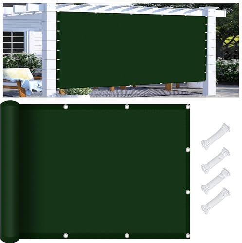 Tenda Parasole Vela Ombreggiante 1.8 x 6 m Impermeabile, Rettangolare Vela Ombreggiante Parasole con Occhielli PES Protezione UV 98% per Esterno, Giardino e Terrazza, Verde Scuro