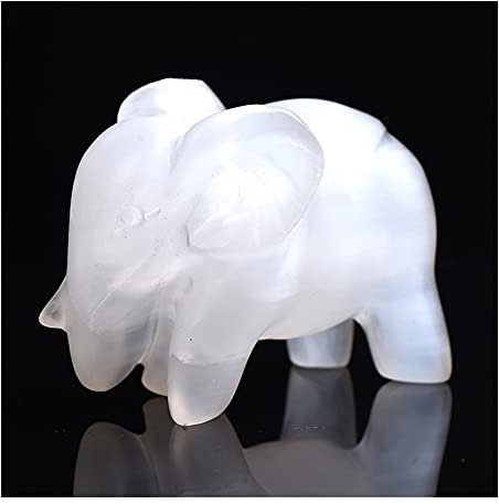 Artesanías de piedra Cristal natural Selenita Piedra Elefante Muestra de roca Artesanías de cristal Artículos de la suerte Colección Feng Shui Decoración del hogar Regalo 1 pieza Piedras naturales Ini