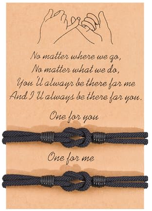 VGWON Partner Armbänder, Freundschaftsarmband, Geschenke für Frauen Männer Beste Freundin Damen Schwester Geburtstagsgeschenk, 2 Schwarz Handgefertigte Passende Armbänder