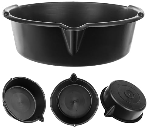 KADAX Öl-Auffangwanne mit Ausgießer 8L, Öl-Ablasswanne Ø 39 cm, Mehrzweckwanne aus Kunststoff, Reinigungs-Wanne für Ölwechsel mit Tragegriffen (Schwarz)