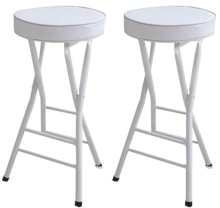 Sedia pieghevole Sgabello da bar pieghevole - Sgabello pieghevole senza schienale Sedie pieghevoli per interni per cucina o sala ricreativa bar portatile (colore: bianco taglia A: 63 cm, 2 pezzi)