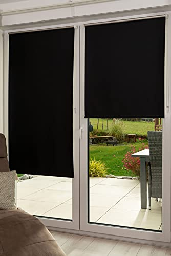 K-Home Thermorollo Verdunklungsrollo ohne Bohren Schwarz B90 x H250 cm