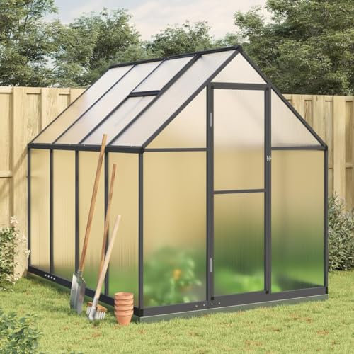 Capwee Serre avec Cadre de Base Serre de Jardin Polycarbonate Serre de Bricolage, abri de Serre aluminium-Anthracite-224 x 169 x 202 cm