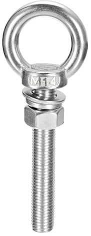 sourcing map Perno de ojo de elevación, 1 juego de pernos de ojo M14 x 100 mm con arandela de tuerca de acero inoxidable 304 para colgar artículos