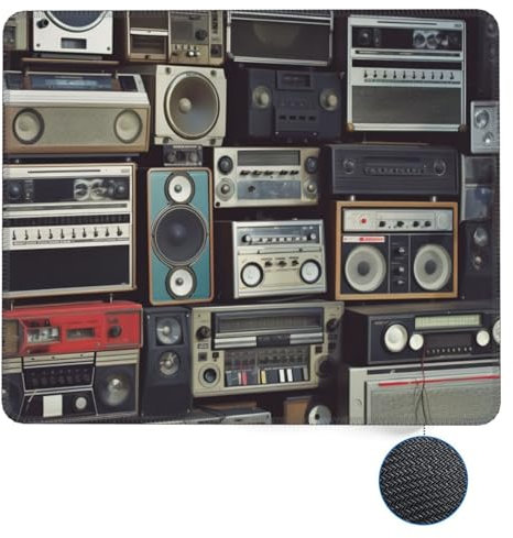 Square Mouse Pad Vintage Wall of Radio Boombox Custom Mouse Mat Non-Slip Rubber Base 8.3 x 10.3 in Computer Mouse Pads for Wireless Mouse Laptop Office Desk Accessories Mousepad