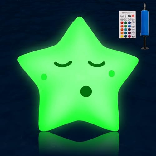 Editbar Luces solares de piscina – Lámpara de agua hinchable, mando a distancia y bomba de aire, 16 colores, 4 temporizadores, 4 modos, IP68 resistente al agua