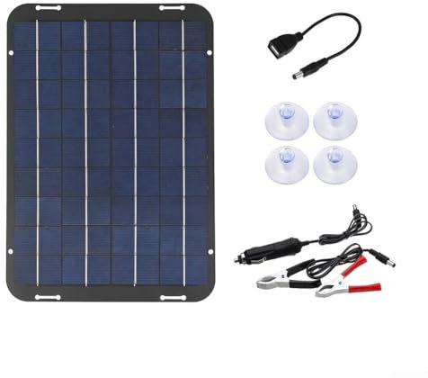 Zoegneer Solarpanel, 12 V, 30 W, Erhaltungsladegerät, Batterie-Wartungs-Kit mit 4 Saugnäpfen, USB-Kabel, Auto-Ladegerät, Solar-Ladegerät für Auto, Boot, Wohnmobil