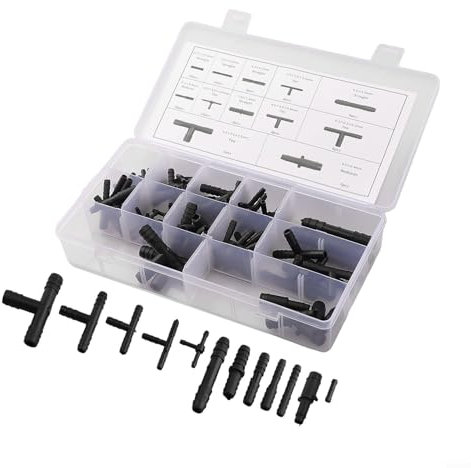 Volakebeing Kit di riparazione per tubi flessibili, 113 pezzi, set di connettori per tubi flessibili per autoveicoli, connettori dritti a T, adatti per sistemi di raffreddamento automobilistici
