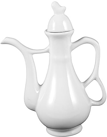 Cabilock Ceramic Wine Kettle 280ml Portable Wine Jug with Handle for Home and Restaurant Serving Traditional Chinese Flower