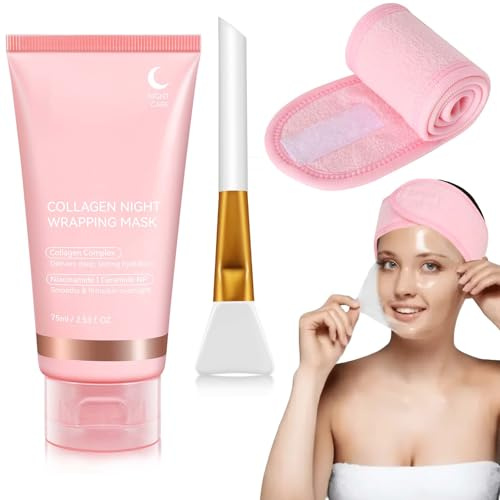Mascarilla Colageno Facial, Collagen Peel Off Mask Mejora la Elasticidad, Mask para Un Cuidado Intensivo Durante la Noche, Hidratación y Luminosidad Adecuada para Todo Tipo de Pieles, 75 ml