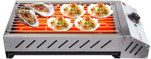Barbecue elettrico da tavolo in acciaio inox con griglia 54,2 x 28 x 12 cm, portatile da 2,5 kW, senza fumo, per interni ed esterni