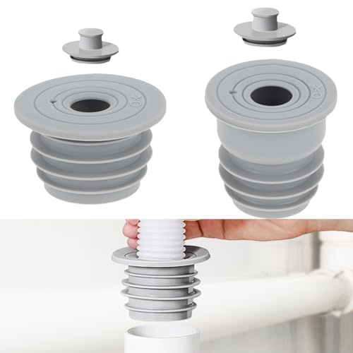 Pack of 2 Sealing Plugs for Drain Pipe, Silicone Drain Pipe Seal, Washing Machine Pipe Seal, Drain Pipe Seal Hose for Washing Machine Hose, Kitchen Sink, Bathroom, Sewer